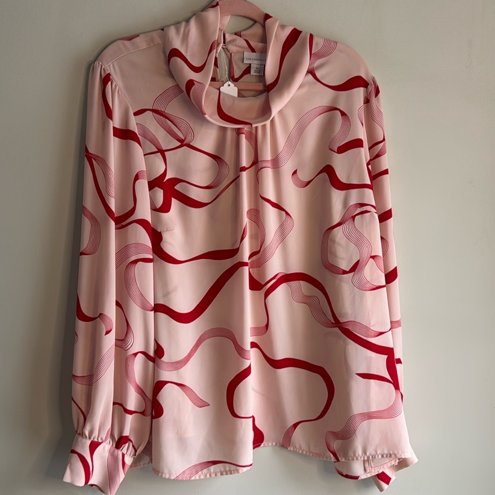 Liz Claiborne Ribbon Blouse Red & Pink Women’s Size 1X